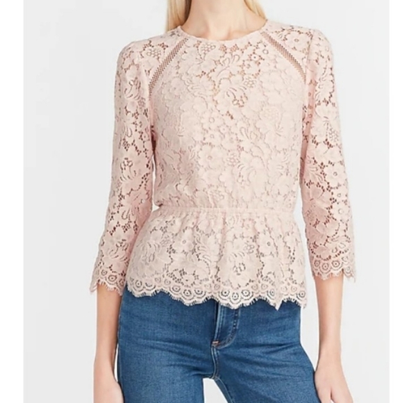 Express Tops - Express Peplum Lace Blouse